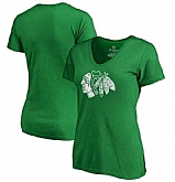 Women Chicago Blackhawks Fanatics Branded St. Patrick's Day White Logo T-Shirt Kelly Green FengYun